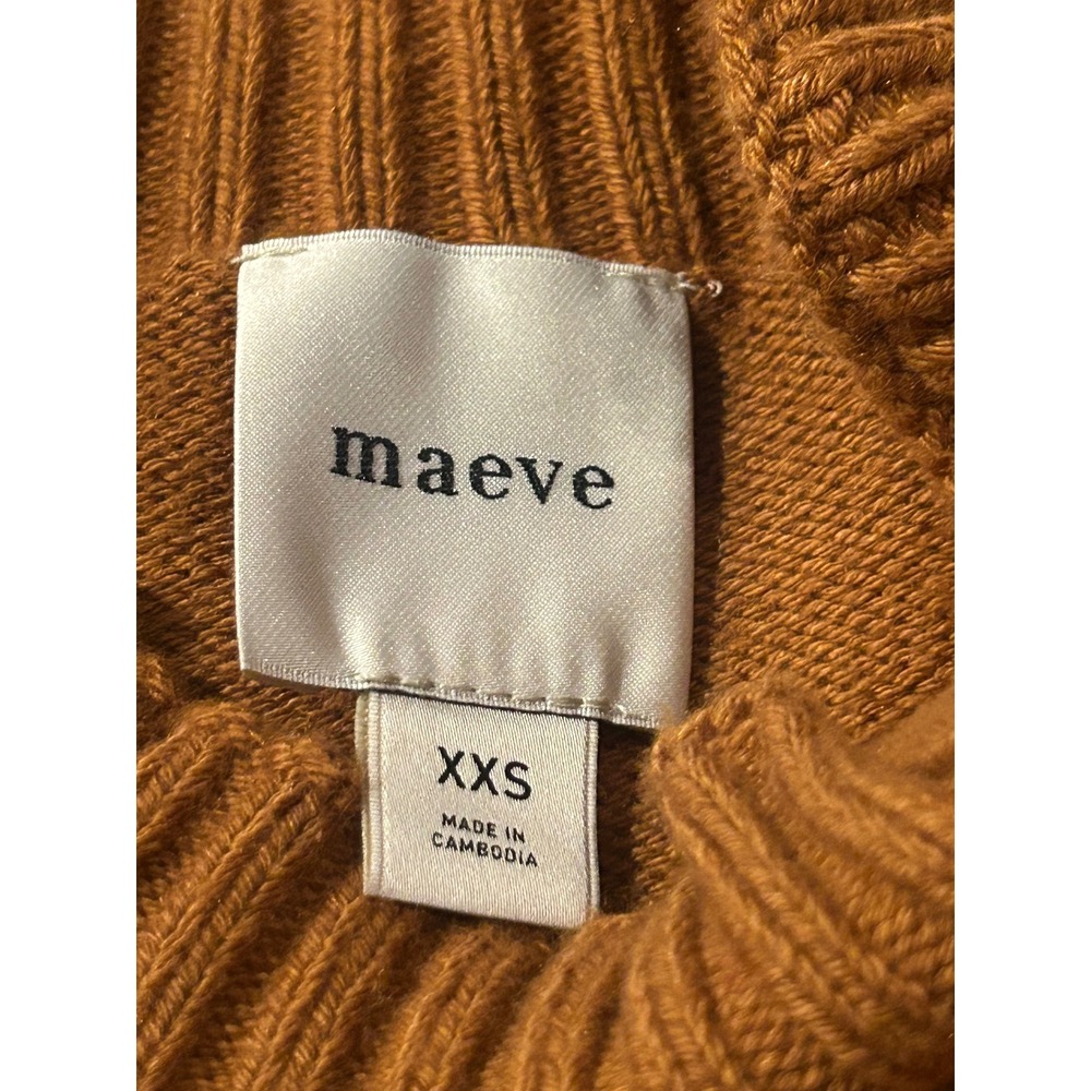 A6 Maeve Womens Knit Sweater Mock Neck Balloon Sleeve Orange‎ XXS - Picture 3 of 3